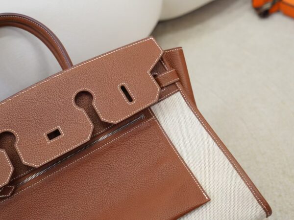 mmexport1736838296797 New Arrival Inside Out Birkin 35CM 37 Gold Faubourg Barenia / Canvas Silver Hardware