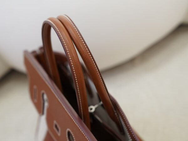 mmexport1736838298561 New Arrival Inside Out Birkin 35CM 37 Gold Faubourg Barenia / Canvas Silver Hardware