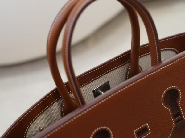 mmexport1736838300325 New Arrival Inside Out Birkin 35CM 37 Gold Faubourg Barenia / Canvas Silver Hardware