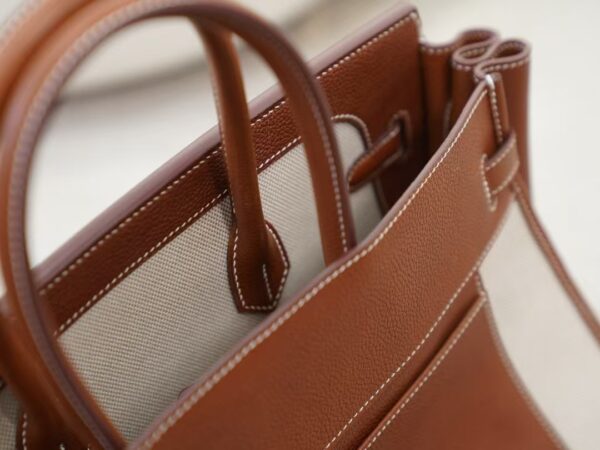mmexport1736838303895 New Arrival Inside Out Birkin 35CM 37 Gold Faubourg Barenia / Canvas Silver Hardware