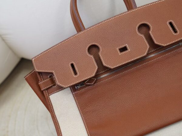 mmexport1736838305673-1 New Arrival Inside Out Birkin 35CM 37 Gold Faubourg Barenia / Canvas Silver Hardware