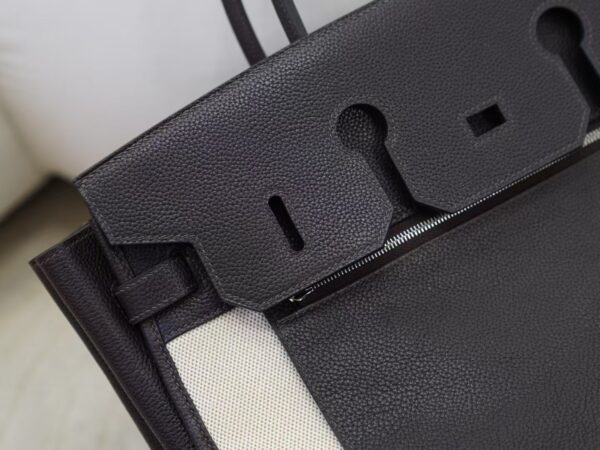mmexport1736838324581 UK London Inside Out Birkin 35CM Faubourg Barenia CK46 Ebene / Canvas Silver Hardware