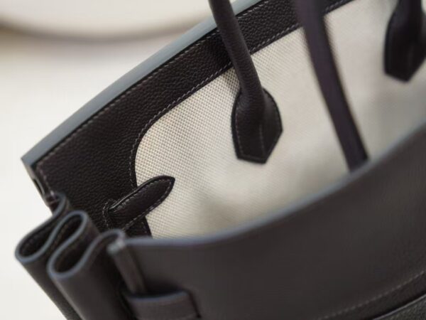 mmexport1736838330156 UK London Inside Out Birkin 35CM Faubourg Barenia CK46 Ebene / Canvas Silver Hardware