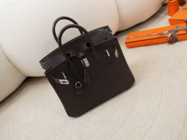 mmexport1744094934206 USA New York Hermes Lizard Leather Birkin 25CM CK46 Ebene Silver Hardware