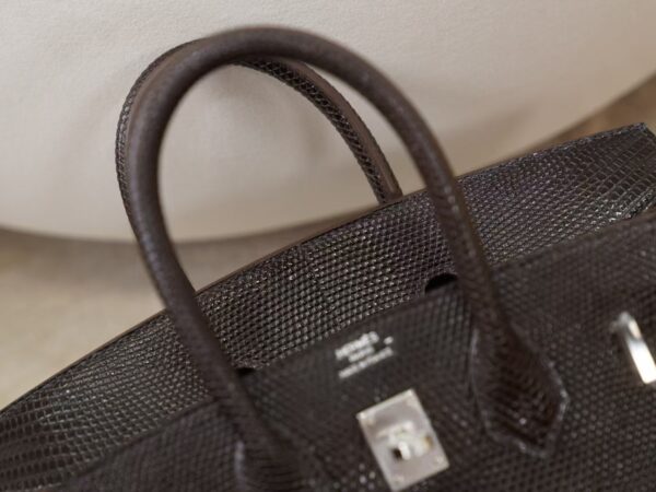 mmexport1744094937965 USA New York Hermes Lizard Leather Birkin 25CM CK46 Ebene Silver Hardware