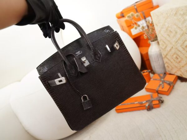 mmexport1744094939875 USA New York Hermes Lizard Leather Birkin 25CM CK46 Ebene Silver Hardware