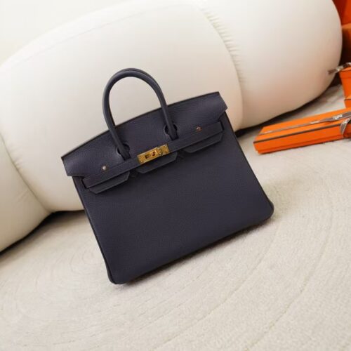 Women’s Tote Bag Togo Leather 2Z Blue Nuit Birkin 25CM Gold Hardware