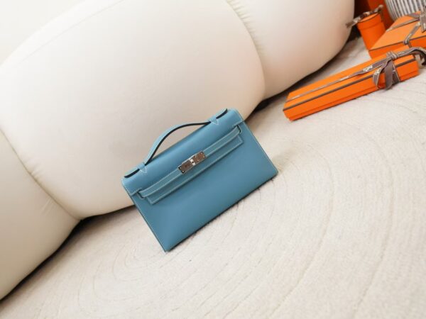 mmexport1744095212542-1 Hermes Evening Bag Kelly Pochette 22CM Swift Leather D2 New Blue Jean Silver Hardware