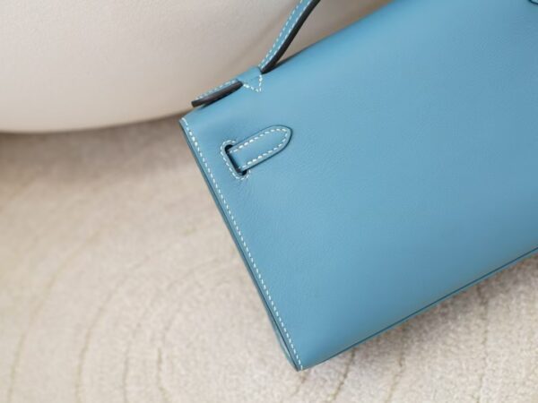 mmexport1744095217529 Hermes Evening Bag Kelly Pochette 22CM Swift Leather D2 New Blue Jean Silver Hardware