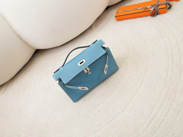 mmexport1744095220930 Hermes Evening Bag Kelly Pochette 22CM Swift Leather D2 New Blue Jean Silver Hardware