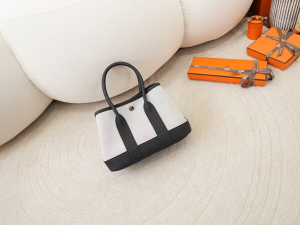 mmexport1744095683147-1 2025 New Mini Garden Party White Canvas & Black Leather Silver Hardware