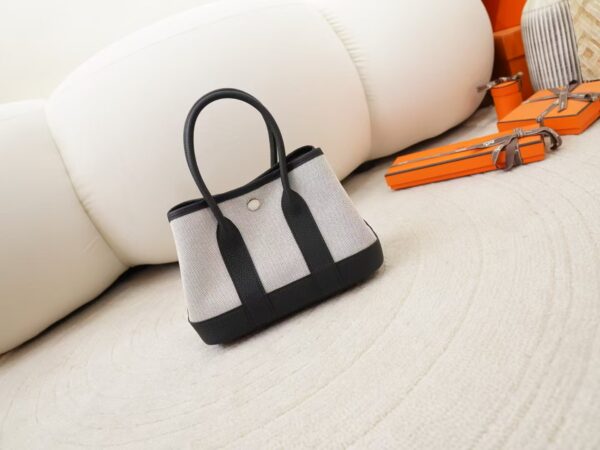 mmexport1744095685078 2025 New Mini Garden Party White Canvas & Black Leather Silver Hardware