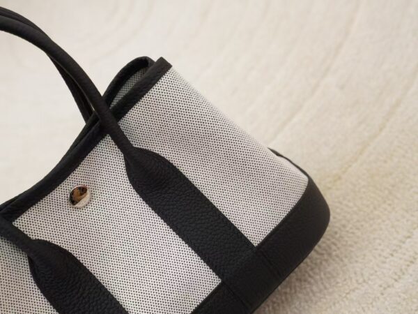mmexport1744095691324 2025 New Mini Garden Party White Canvas & Black Leather Silver Hardware