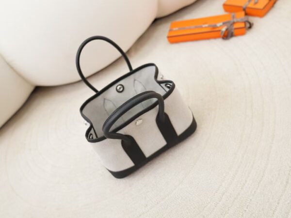 mmexport1744095698408 2025 New Mini Garden Party White Canvas & Black Leather Silver Hardware