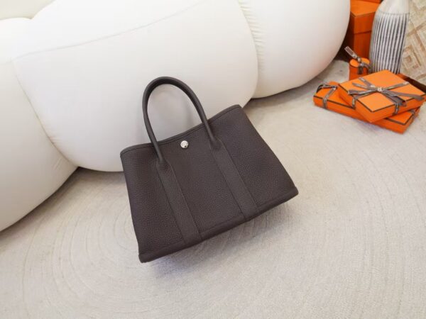 mmexport1744096318956-1 Hermes Garden Party 30CM Clemence Leather CK46 Ebene Tote Bag Silver Hardware