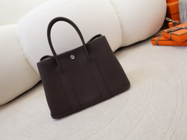 mmexport1744096320657 Hermes Garden Party 30CM Clemence Leather CK46 Ebene Tote Bag Silver Hardware