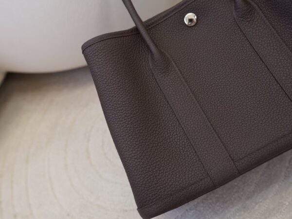 mmexport1744096324048 Hermes Garden Party 30CM Clemence Leather CK46 Ebene Tote Bag Silver Hardware