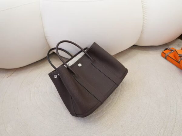 mmexport1744096329105 Hermes Garden Party 30CM Clemence Leather CK46 Ebene Tote Bag Silver Hardware