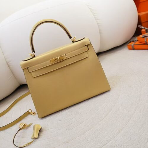 Australia Canberra Hermes Chevre Leather Kelly Sellier 28CM New Color Y9 Dore Gold Hardware
