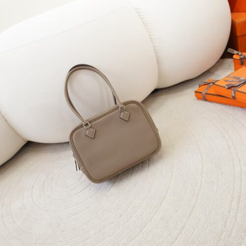 Hermes Bag Images Swift Leather Plume Mini 20CM CK18 Etoupe Silver Hardware