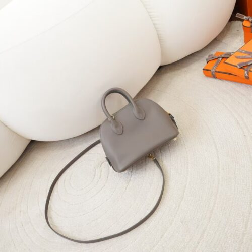 USA Los Angeles Hermes Mini Bolide 18CM Evercolor Leather 8F Etain Gold Hardware