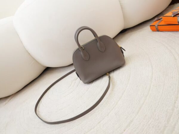 mmexport1744179430765 USA Los Angeles Hermes Mini Bolide 18CM Evercolor Leather 8F Etain Gold Hardware