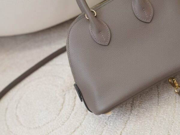 mmexport1744179432541 USA Los Angeles Hermes Mini Bolide 18CM Evercolor Leather 8F Etain Gold Hardware