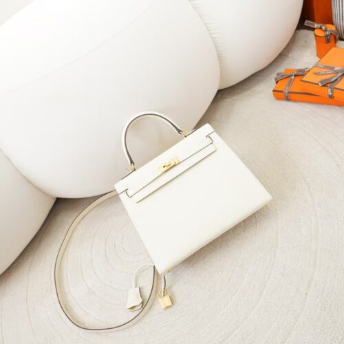 Hermes Women’s Tote Bag I2 Nata Epsom Leather Kelly 25CM Sellier Gold Hardware