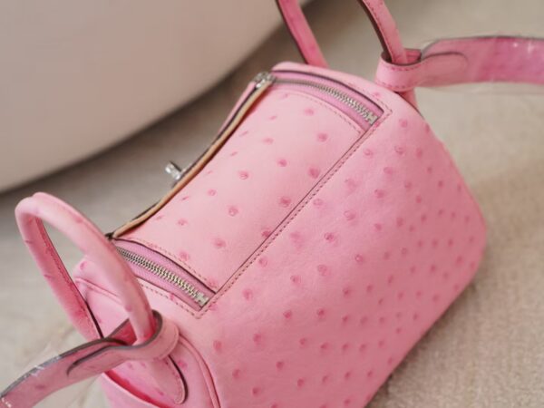 mmexport1744179727709 Hermes Shoulder Bag KK Ostrich Leather Mini Lindy 19CM L4 Rose Bubble Silver Hardware