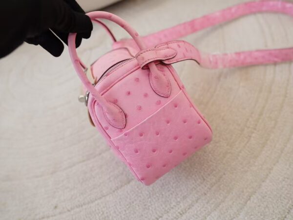 mmexport1744179729401 Hermes Shoulder Bag KK Ostrich Leather Mini Lindy 19CM L4 Rose Bubble Silver Hardware