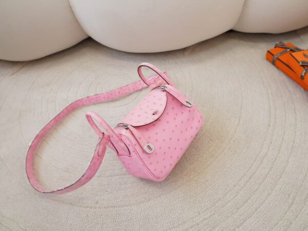 mmexport1744179732830 Hermes Shoulder Bag KK Ostrich Leather Mini Lindy 19CM L4 Rose Bubble Silver Hardware
