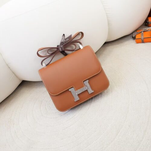 USA New York Hermes CK37 Gold Madame Leather Constance 24CM Lizard Buckle