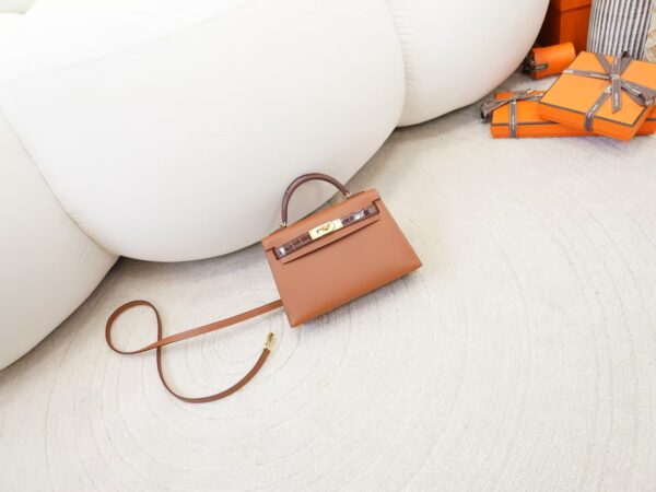 mmexport1744615120007-1 Hermes Mini Kelly Touch 19CM 37 Gold Madame / 33 Miel Shiny Crocodile Gold Hardware