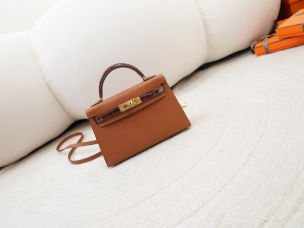 mmexport1744615131024 Hermes Mini Kelly Touch 19CM 37 Gold Madame / 33 Miel Shiny Crocodile Gold Hardware